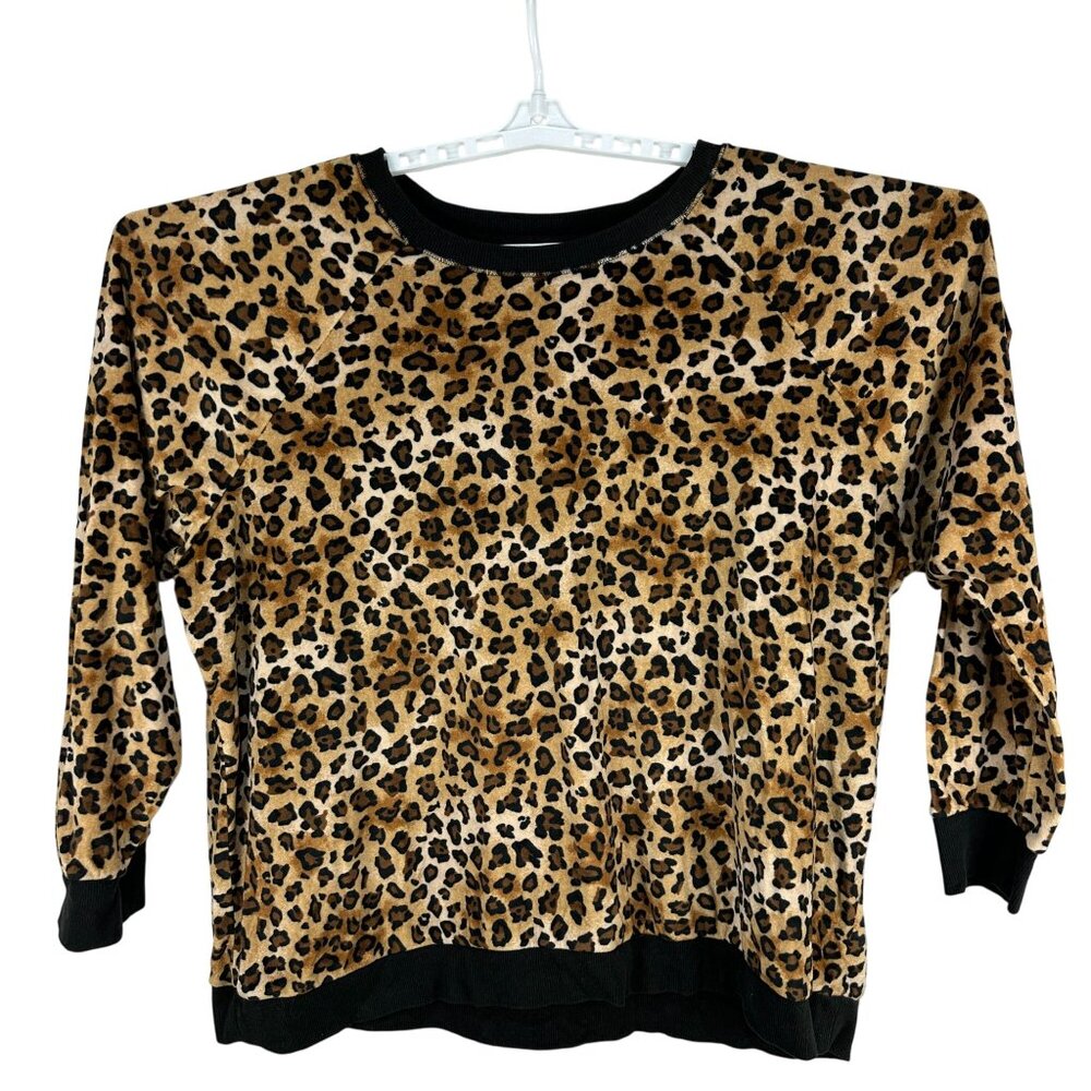 Leopard Print Plush Long Sleeve Sweatshirt Secret Treasures Womens Plus Size 3X
